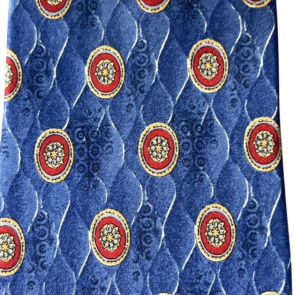 VTG Biella Premier Edition Mens Tie Silk Medallion Geometric Classic USA 90s